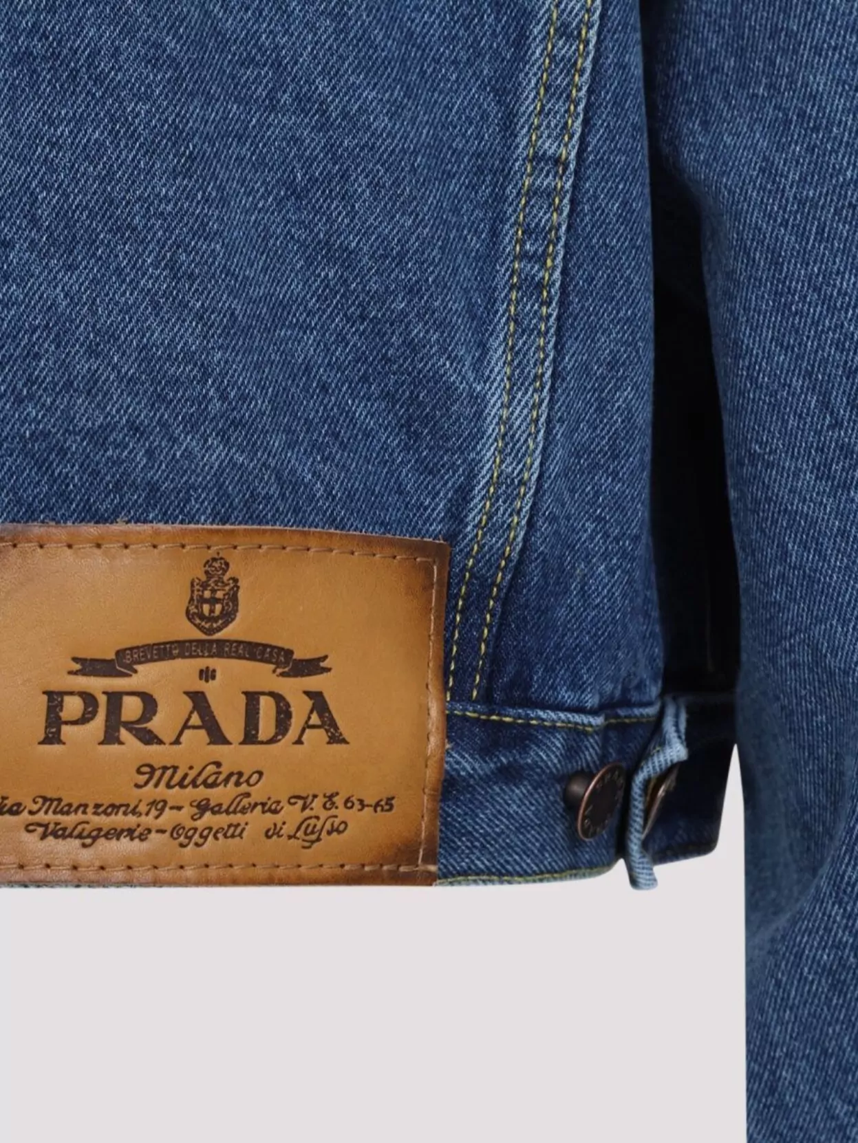 Prada Denim cropped jacket flap pockets | The Fashion Square