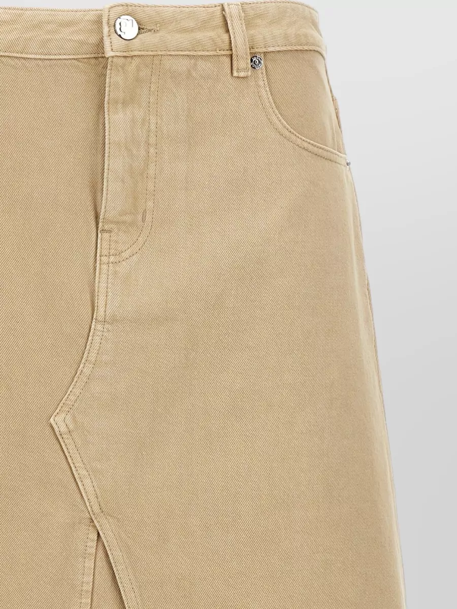 Tory Burch Cotton Denim Deconstructed Midi A-Line Skirt