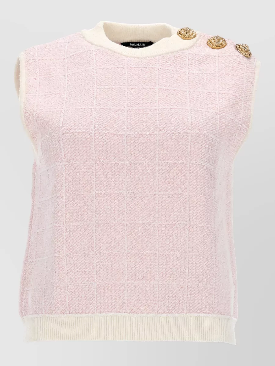 Balmain Sleeveless Knitted Top With Jewel Buttons