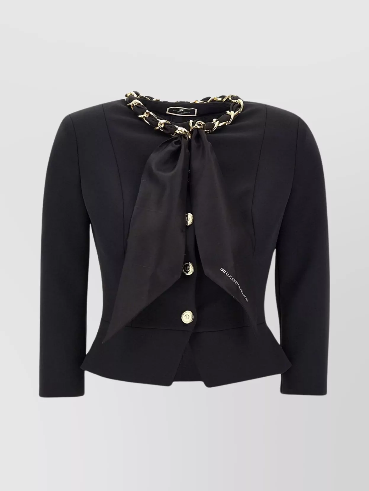 Shop Elisabetta Franchi Chic 3/4 Sleeves Round Neckline Jacket