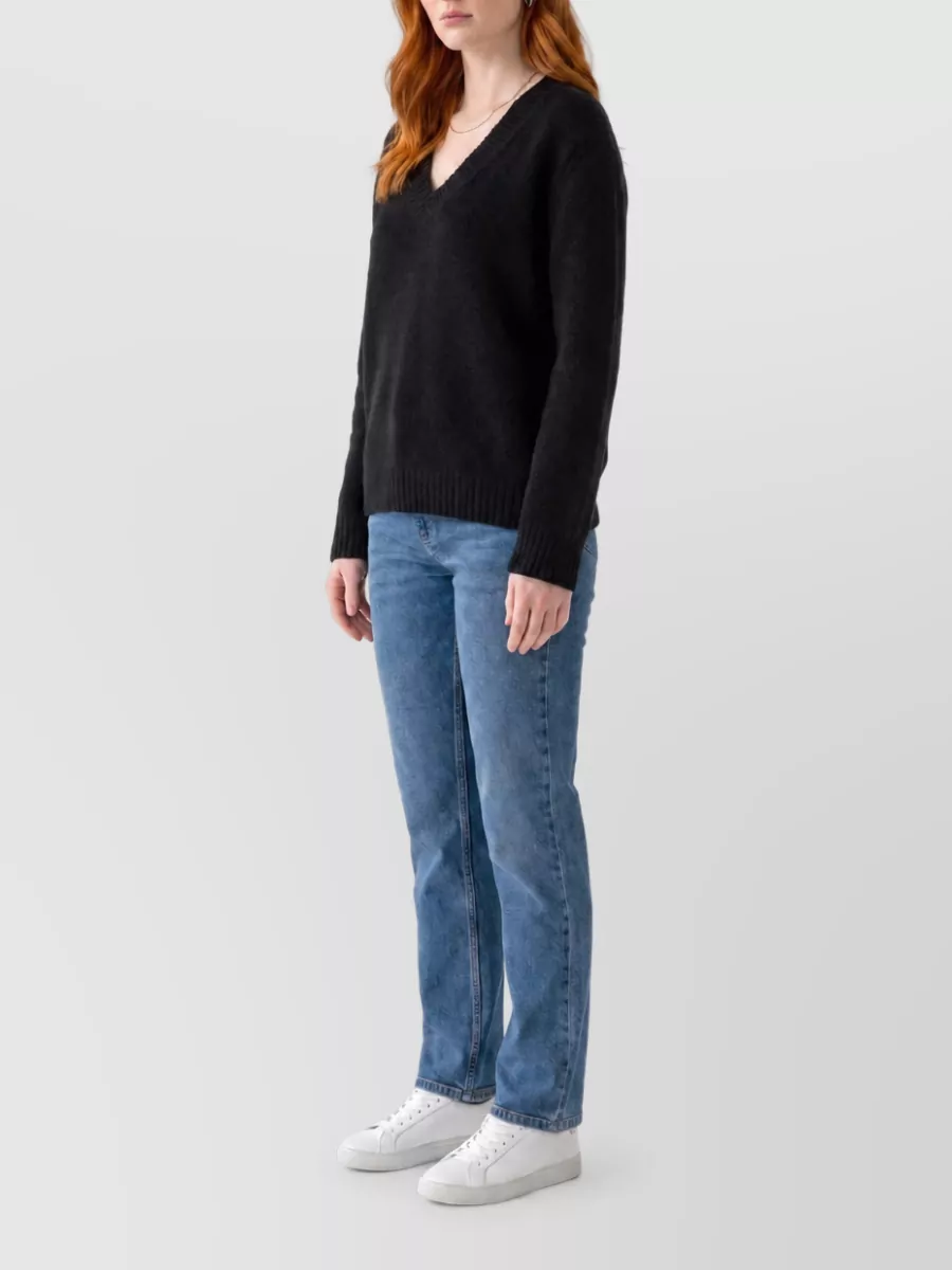 Lisa Yang Cashmere Silk Ribbed V-Neck Relaxed-Fit Sweater