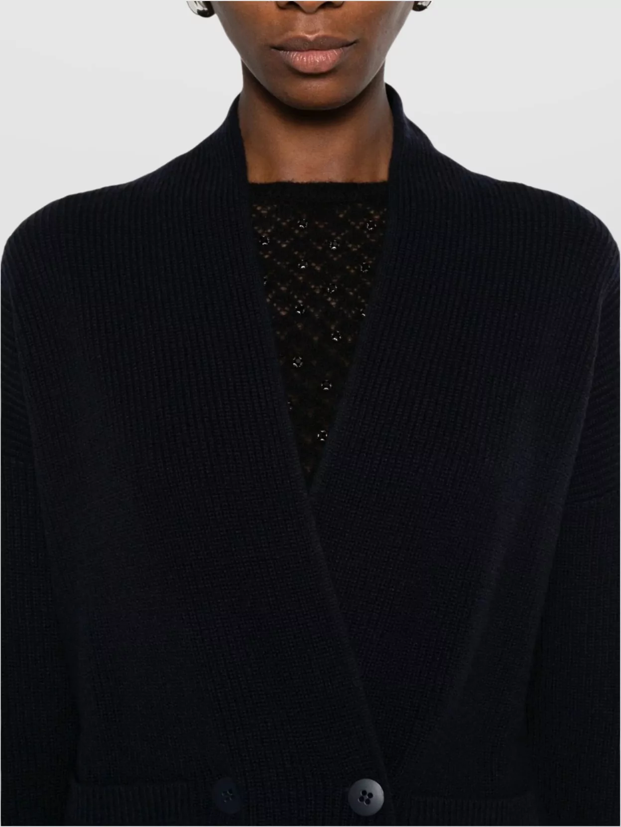S Max Mara Double-Breasted Wool Cashmere Cardigan