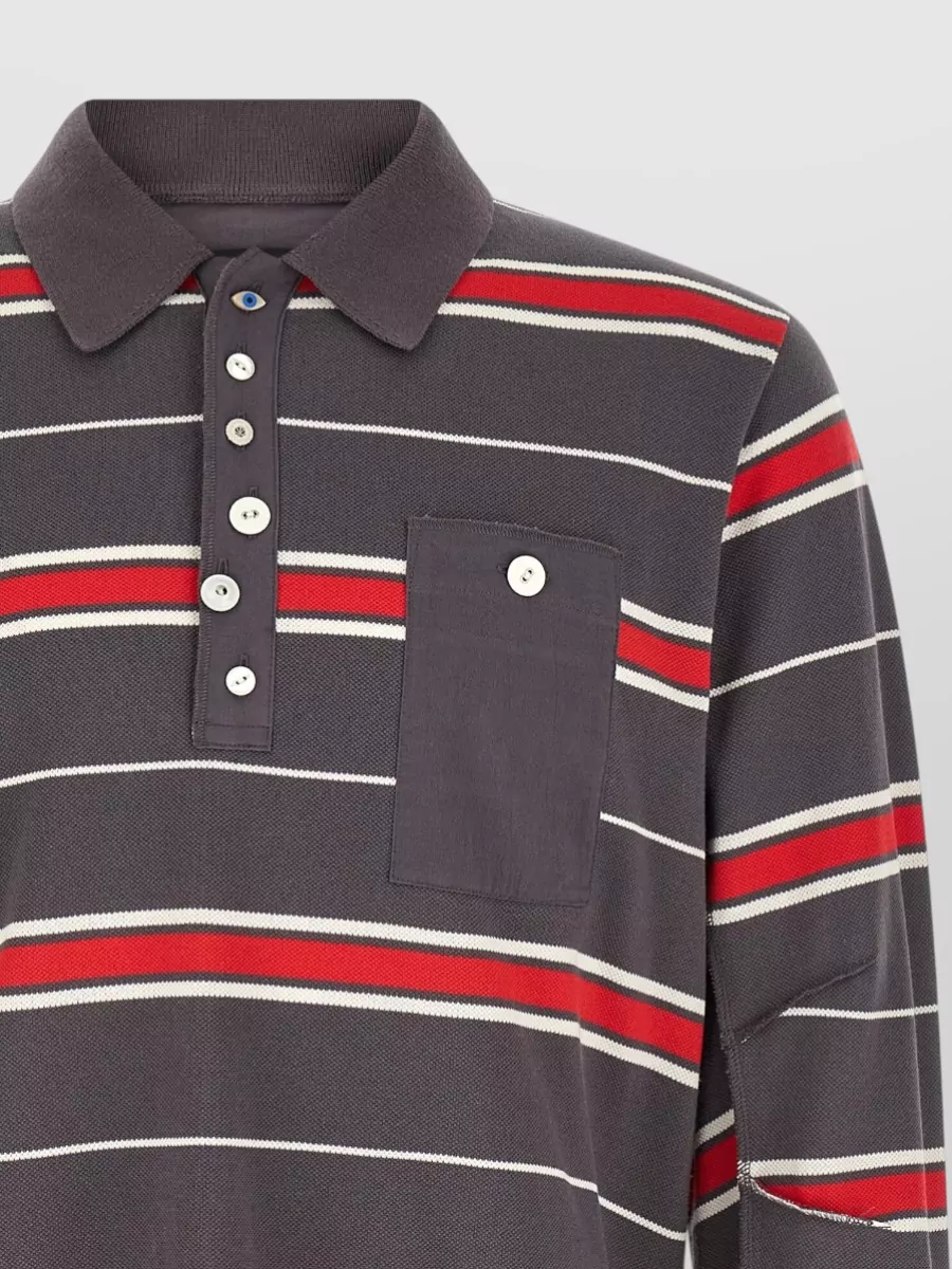 Undercover Striped Cotton Long-Sleeve Polo Shirt