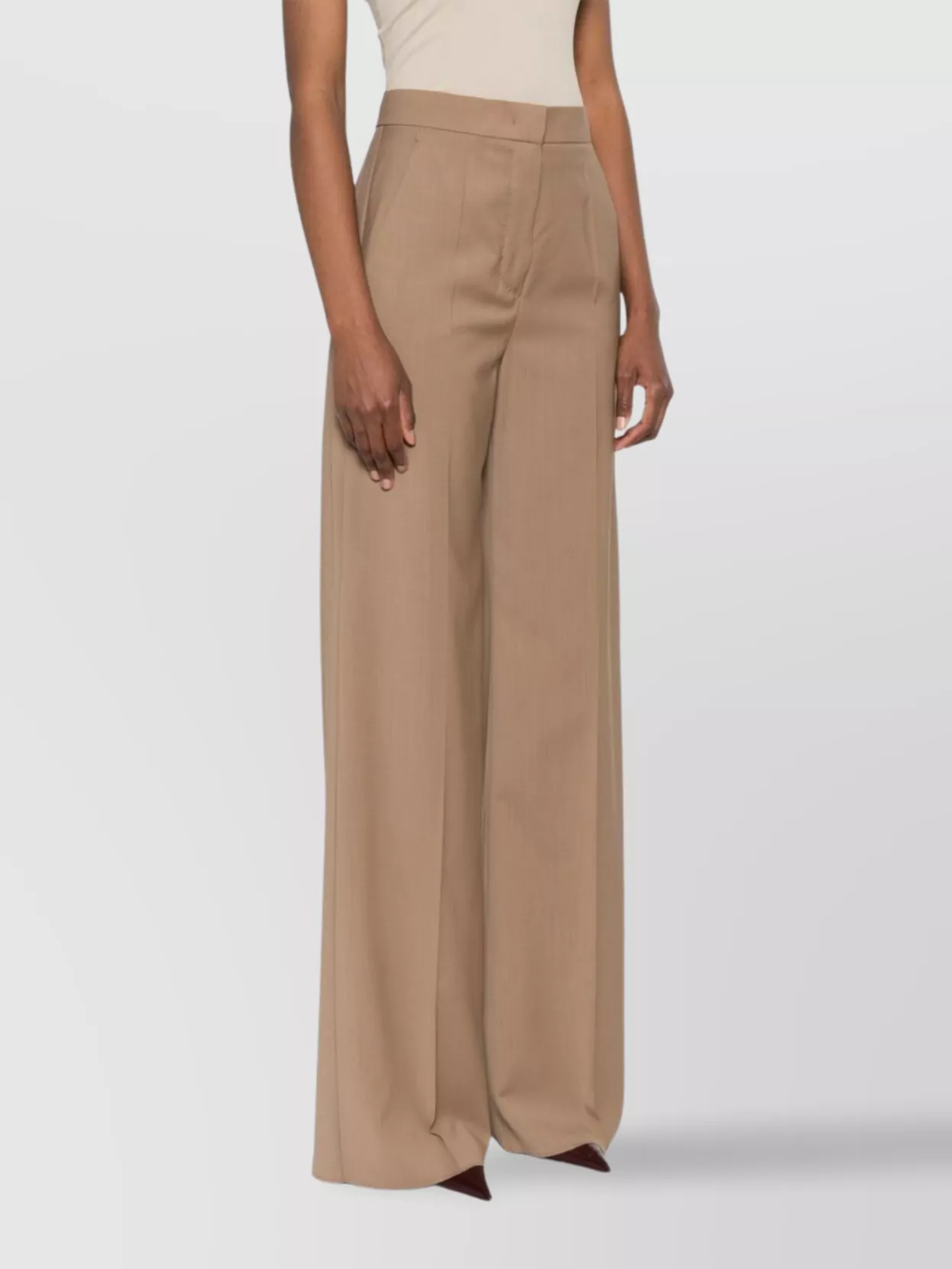Max Mara Straight Leg Trousers High Waist In Neutral