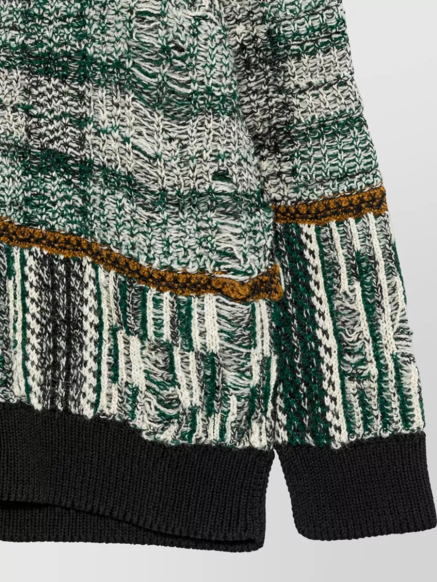 Junya Watanabe Wool Blend Ribbed V-Neck Cardigan