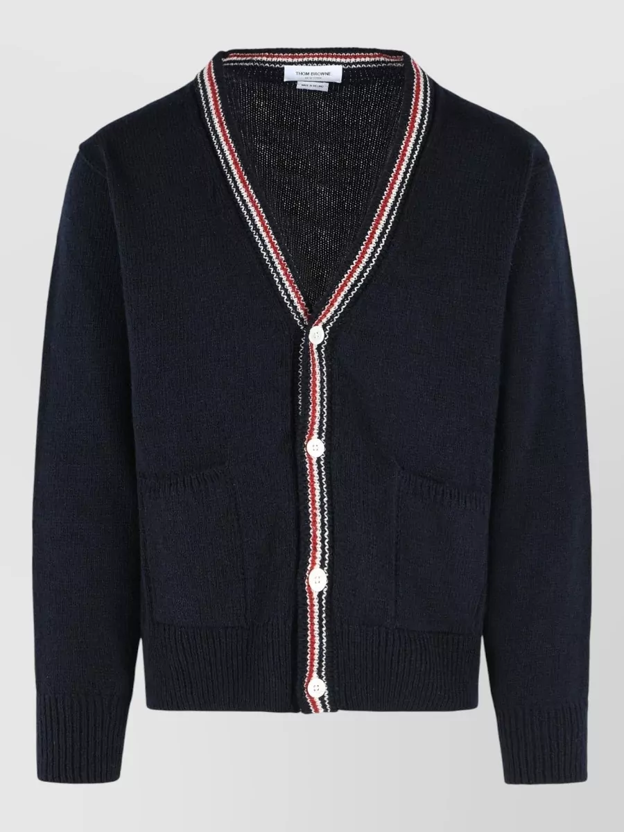 Thom Browne wool mohair v-neck ribbed cardigan