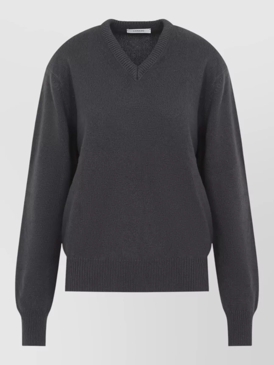 Lemaire cashmere relaxed-fit ribbed v-neck sweater
