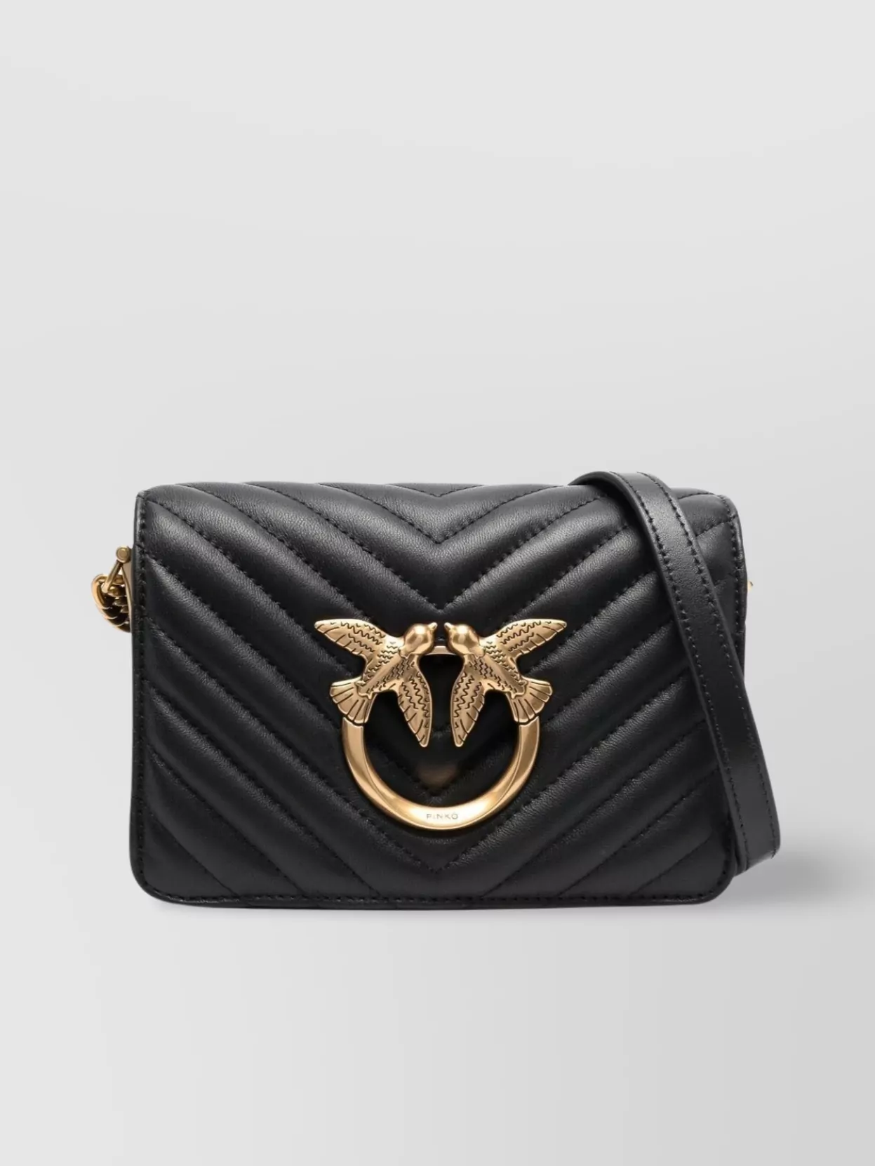 Pinko Mini Love Birds Shoulder Bag In Black