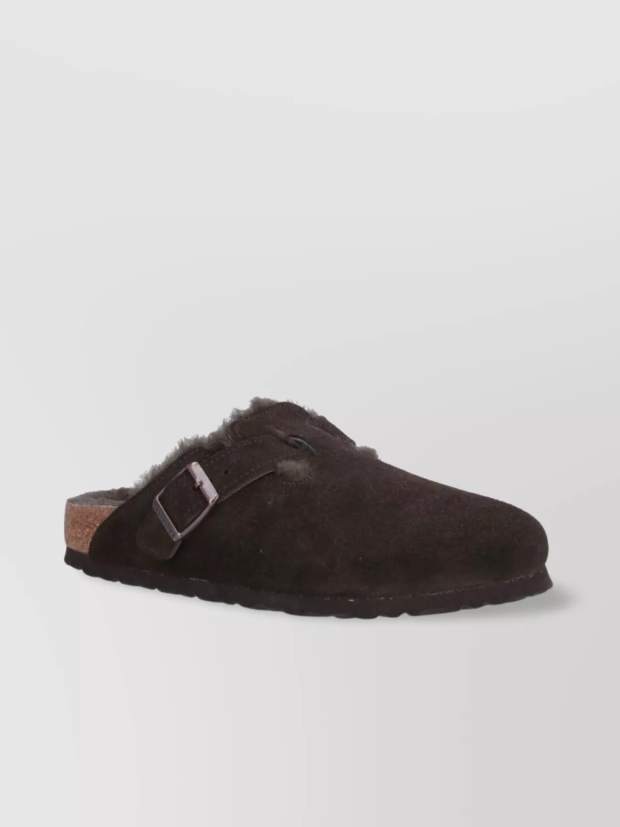 Birkenstock Buckle Detail Suede Mules With Cork Sole