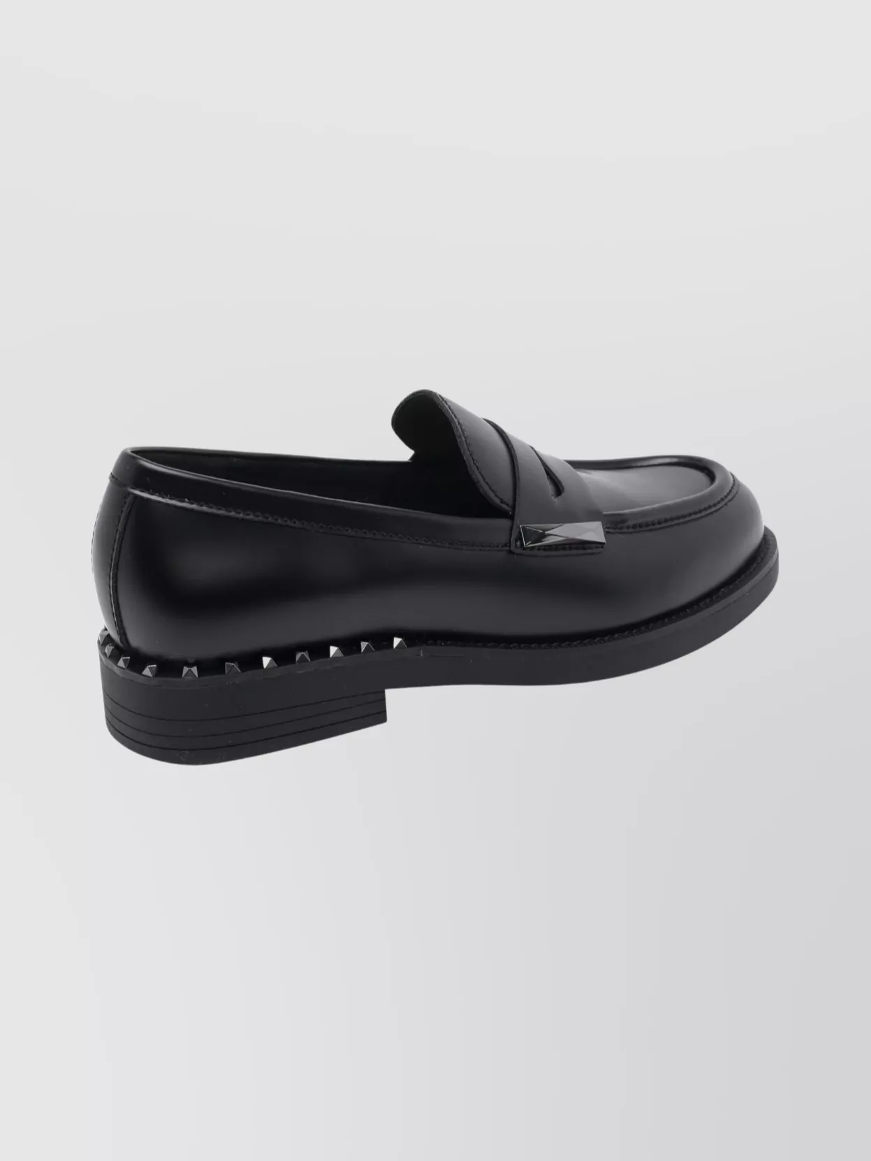 Ash Round Toe Leather Loafers Studded