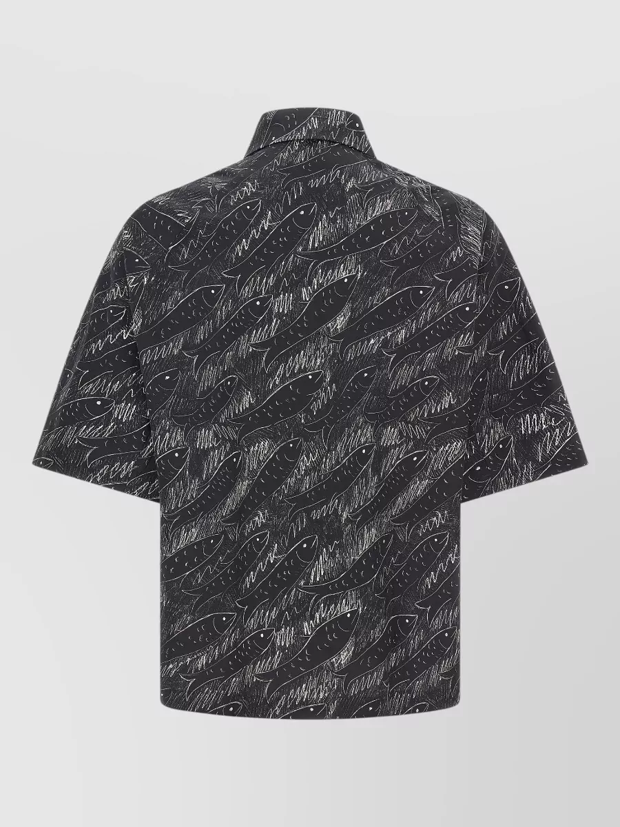 Jacquemus Rio Fish Print Shirt Short Sleeves Pocket In Multi