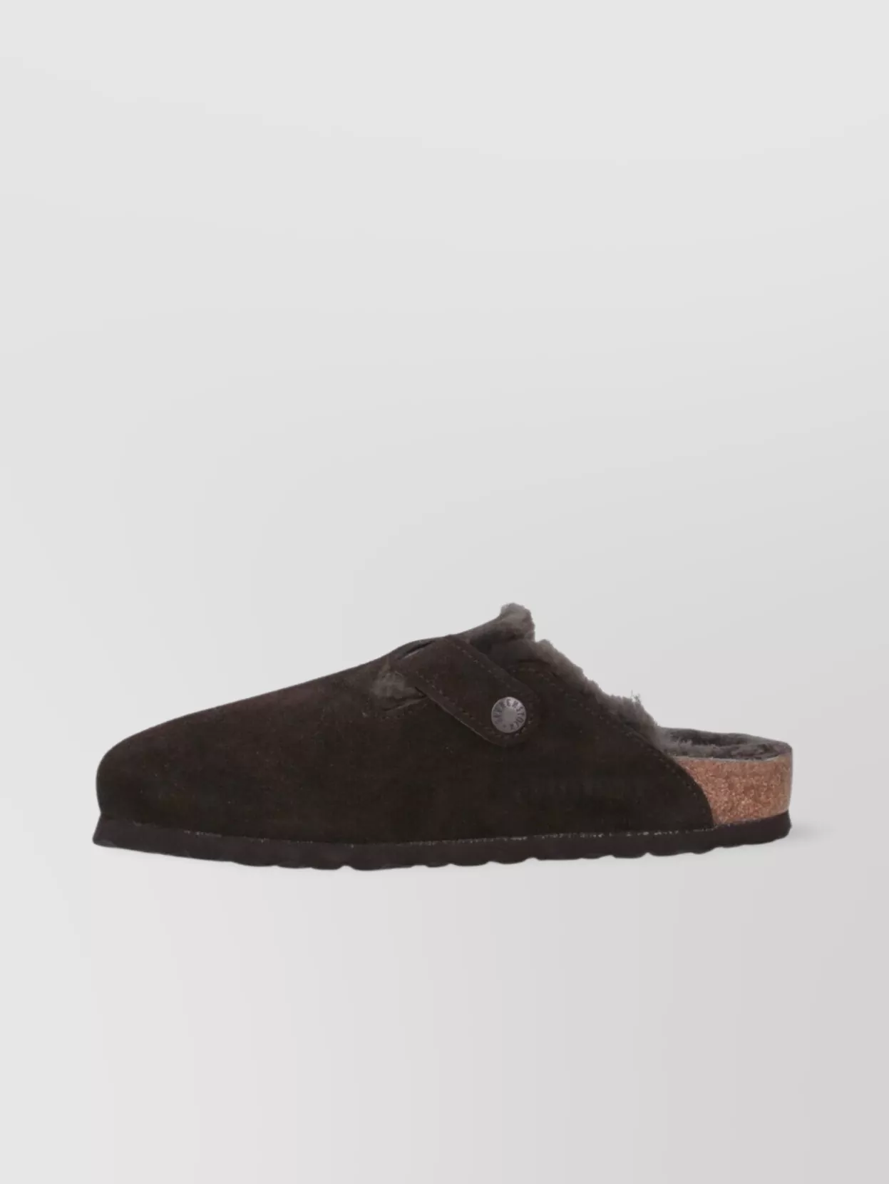 Birkenstock Buckle Detail Suede Mules With Cork Sole