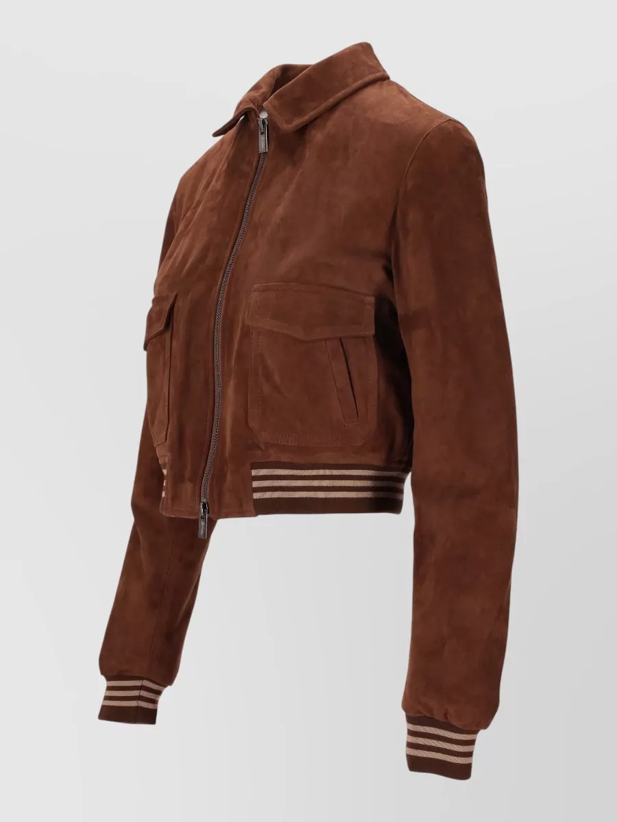 La Rose Suede Leather Cropped Jacket