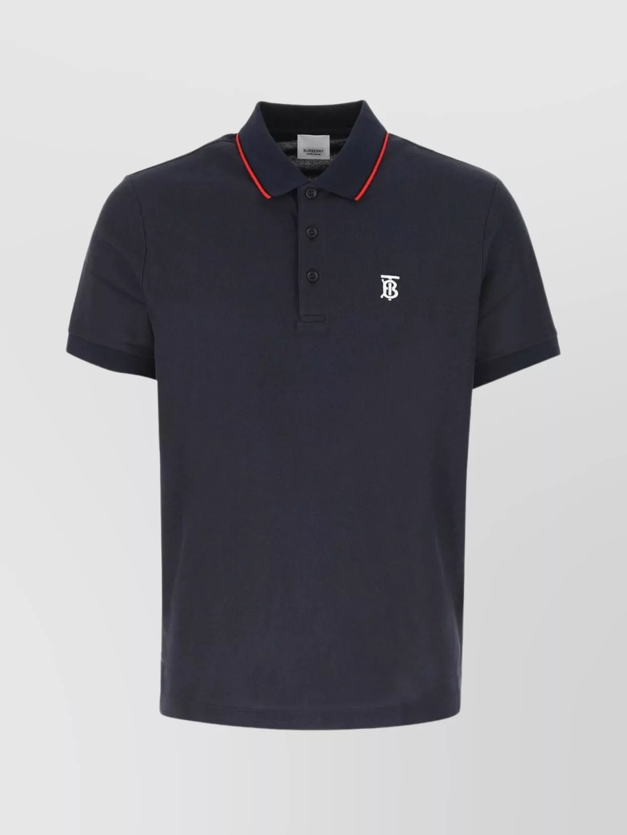 Shop Burberry Ribbed Collar Polo Shirt With Short Sleeves