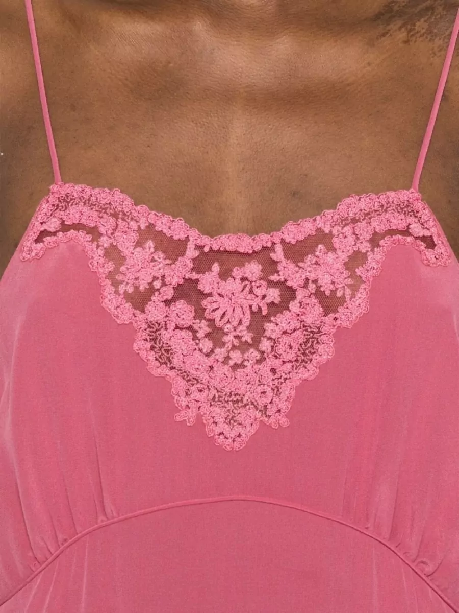 Chloé Silk Lace-Trimmed Spaghetti-Strap Long Nightdress