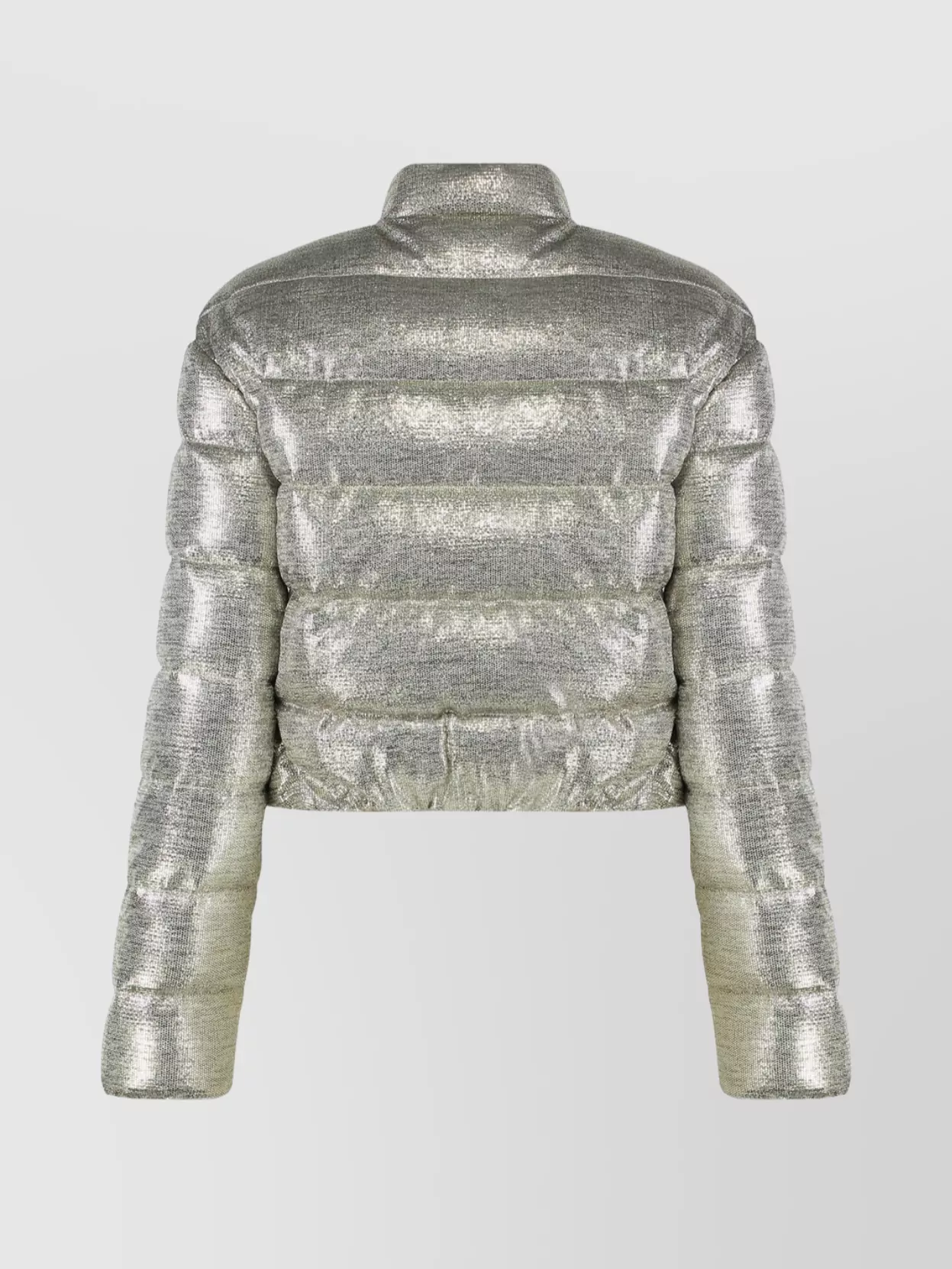 Moncler Short Down Jacket High Collar In Metallic