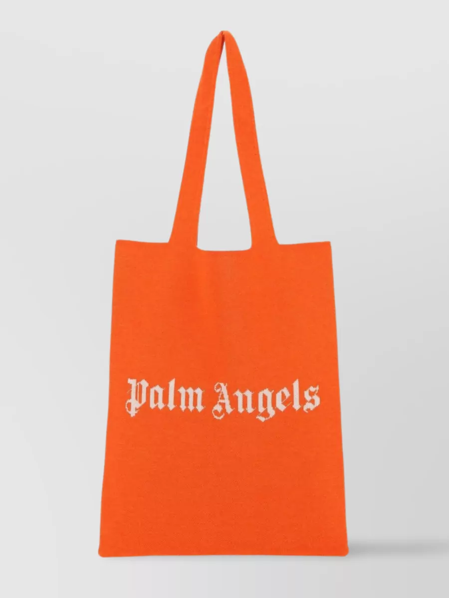 Shop Palm Angels Fabric Handles Wool Blend Tote In Orange