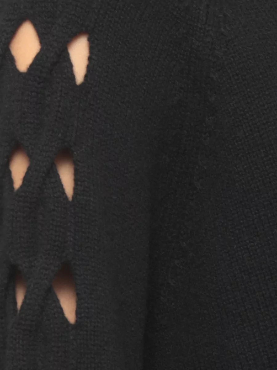 D.exterior Cashmere Wool High Neck Long Sleeve Ribbed Cardigan