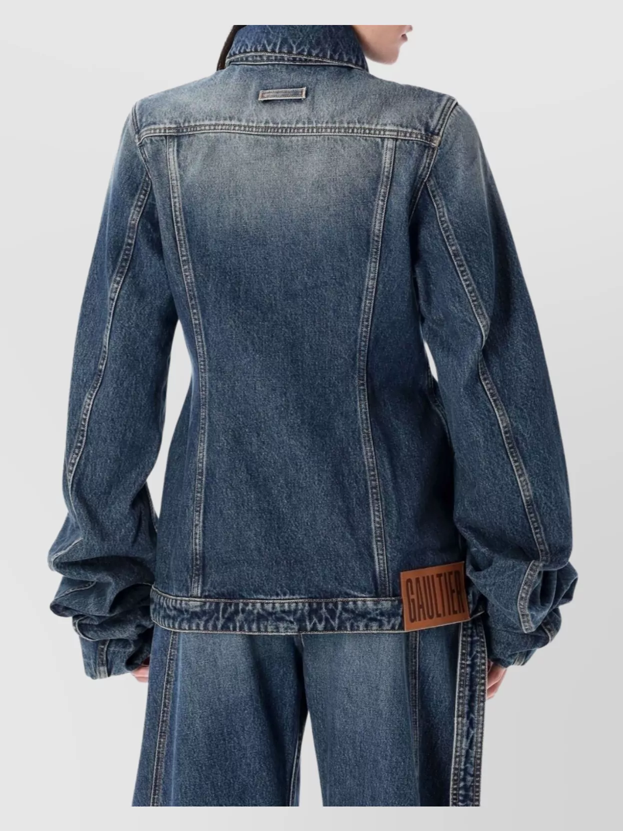 Jean Paul Gaultier Structured Blazer With Balloon Sleeves And Pockets In Blue