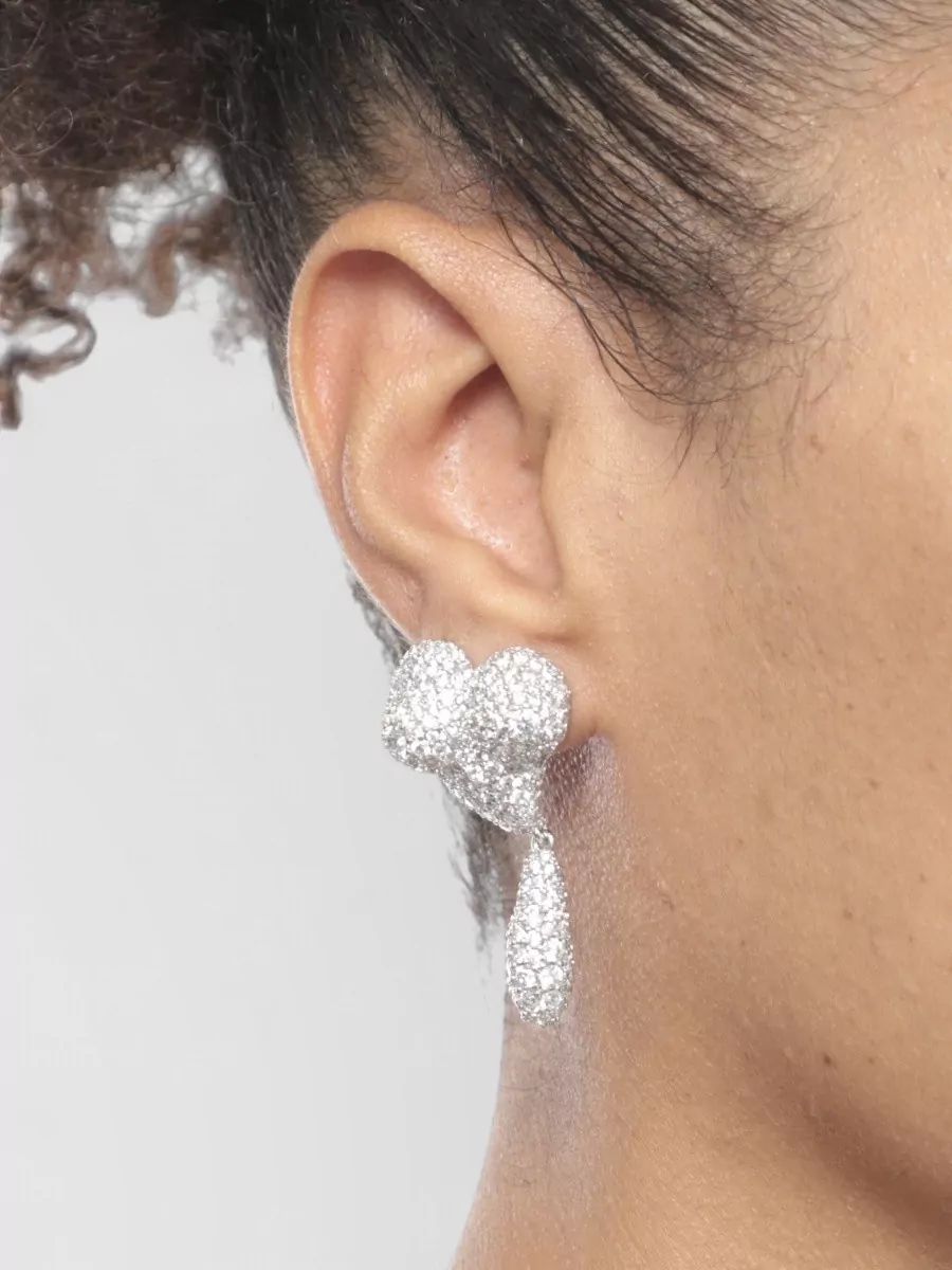 Vivienne Westwood Asymmetrical Pavé Heart Drop Earrings