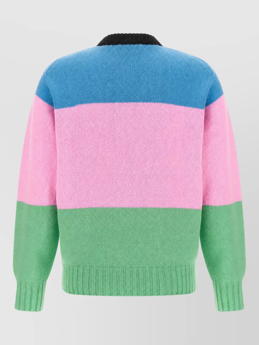 Jw Anderson Wool Color-Block Ribbed Crew-Neck Jumper