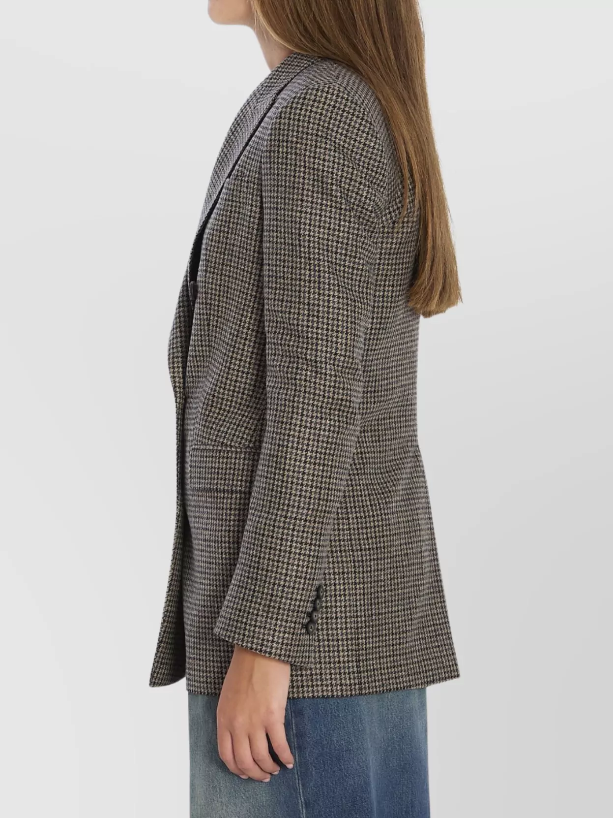 Tagliatore Jasmine Double-breasted Blazer In Houndstooth Wool In Burgundy