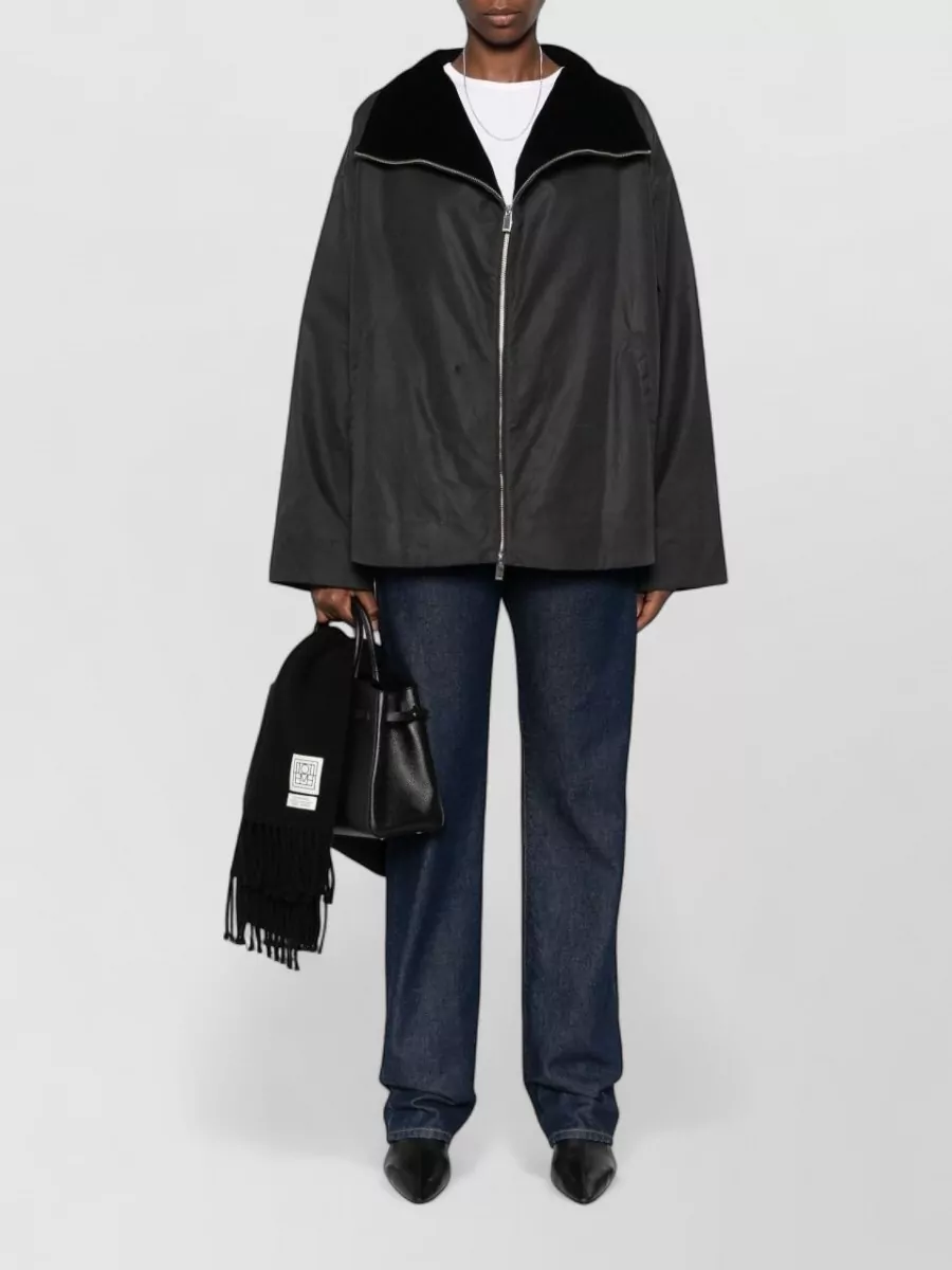 Totême High Collar Blazer Long Sleeves Pockets In Black