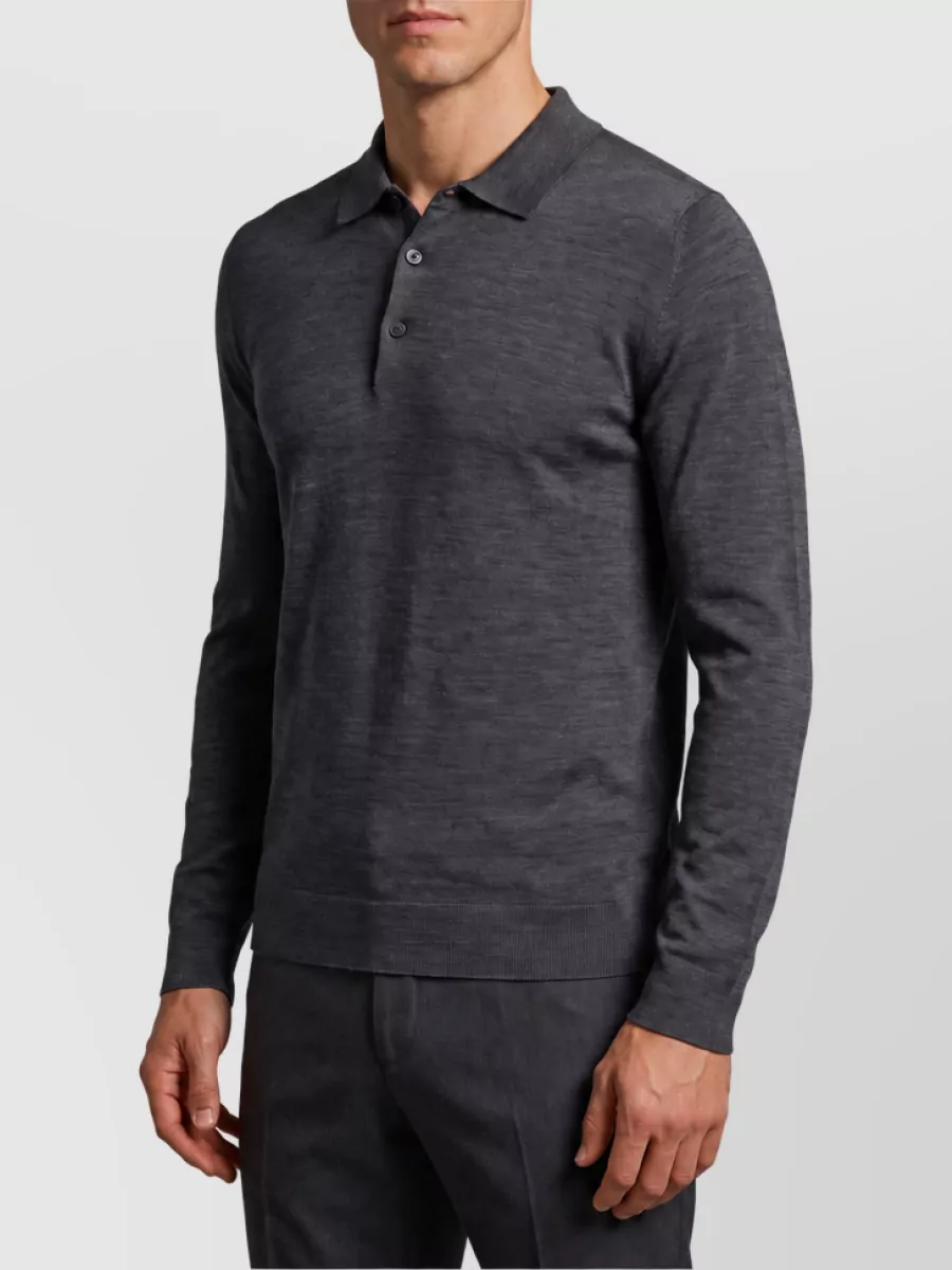 John Smedley Merino Wool Fine-Knit Long-Sleeve Polo Shirt