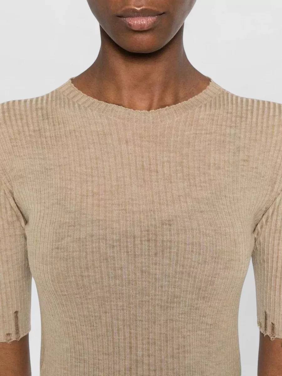 Uma Wang Short Sleeve Wool Top Raw Hem