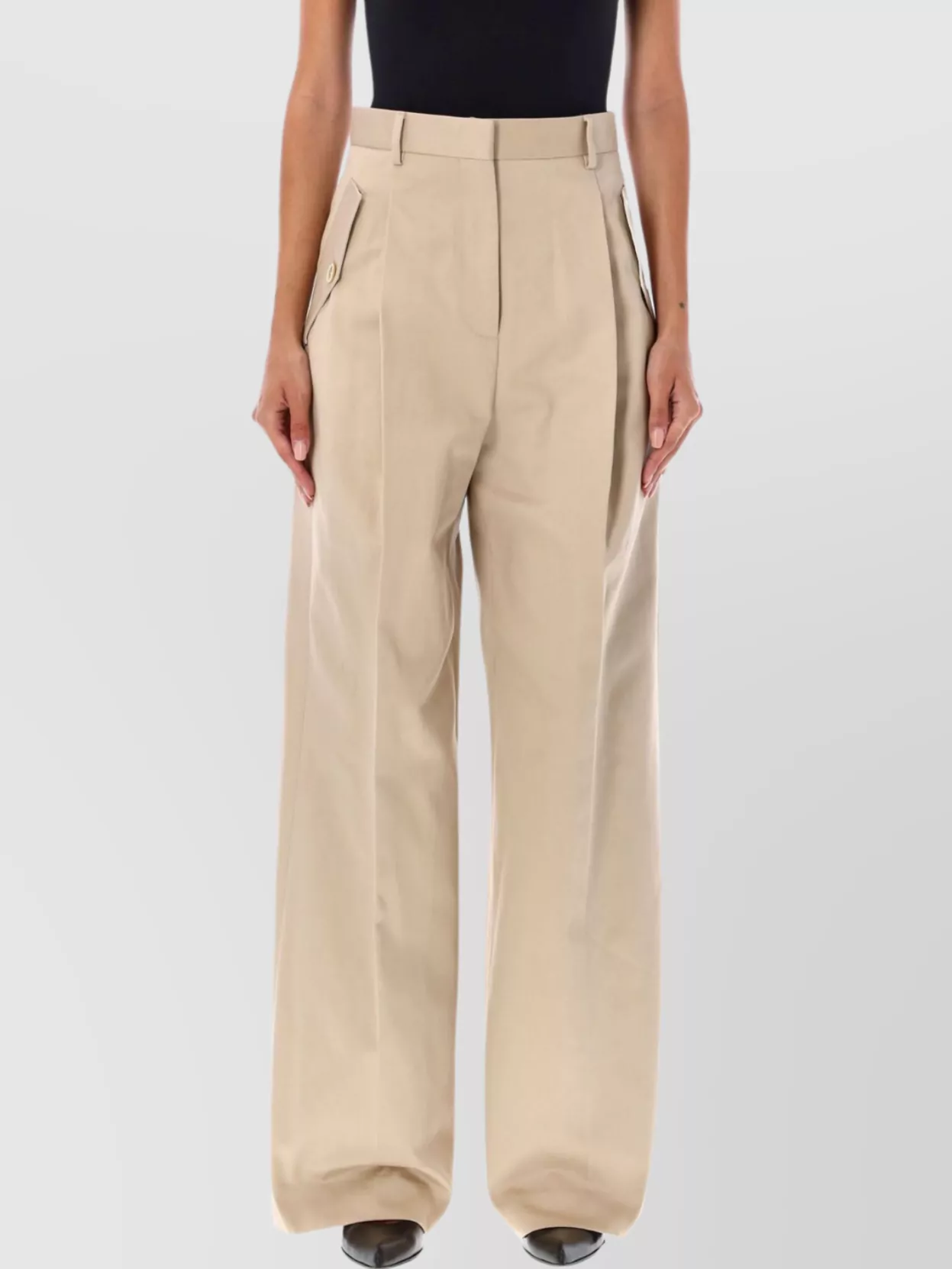 Lanvin High Waist Wide-leg Chino Pant With Pockets In Orange