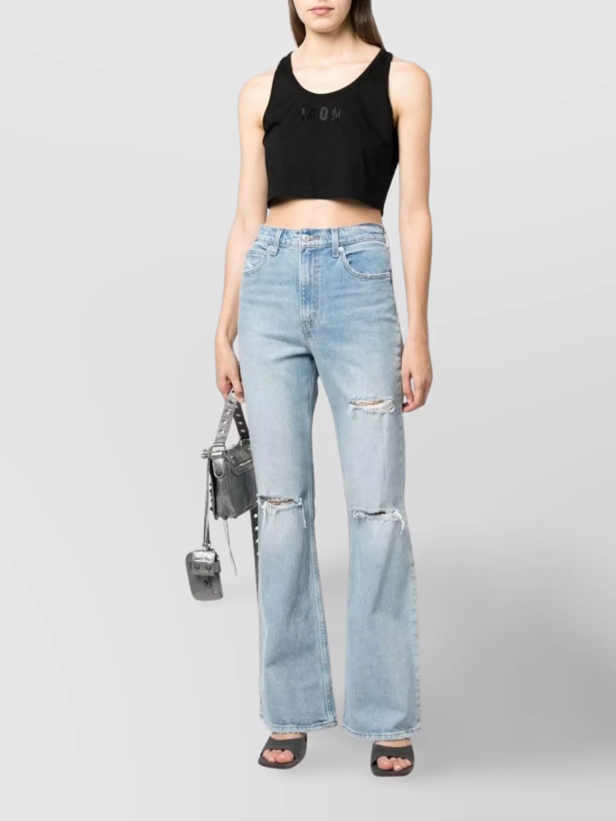 Dsquared2 Sleeveless Cropped Racerback Top In White