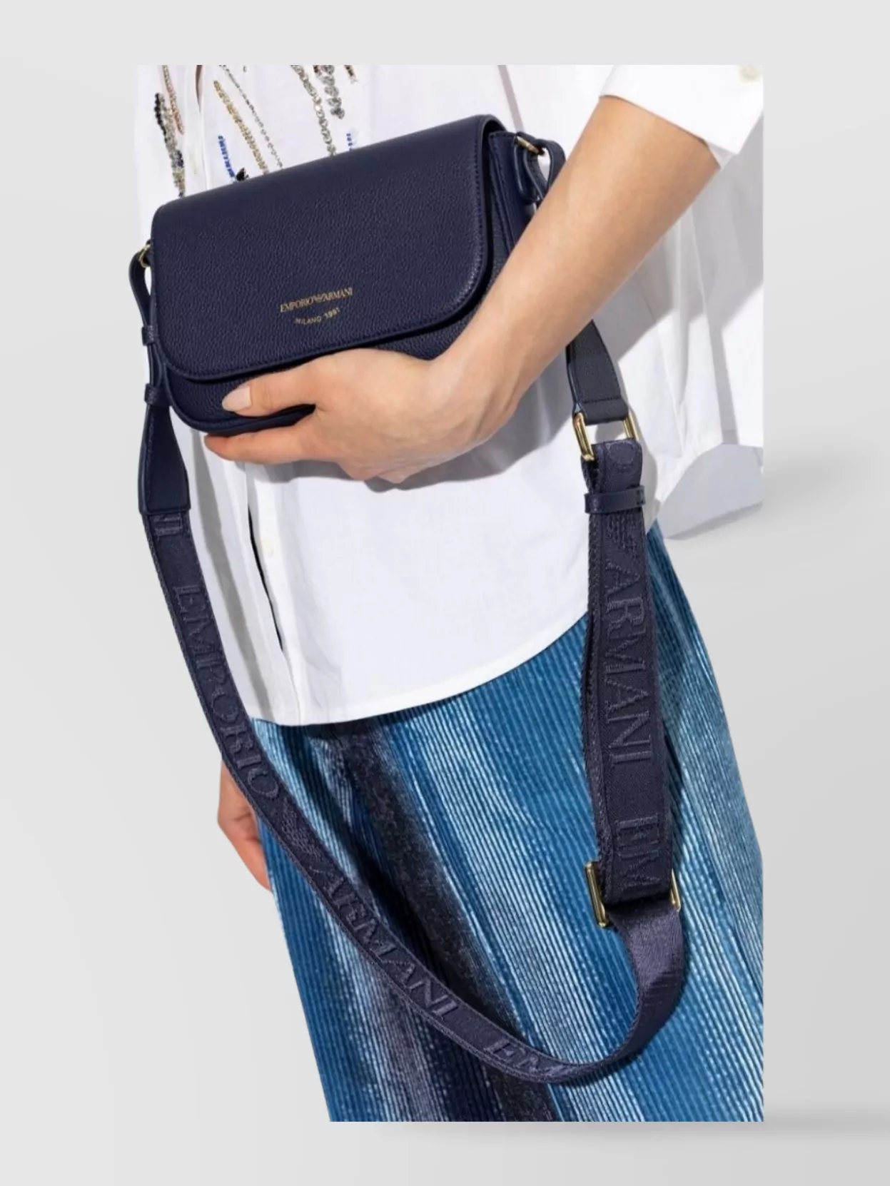 Emporio Armani Chain Strap Faux Leather Satchel