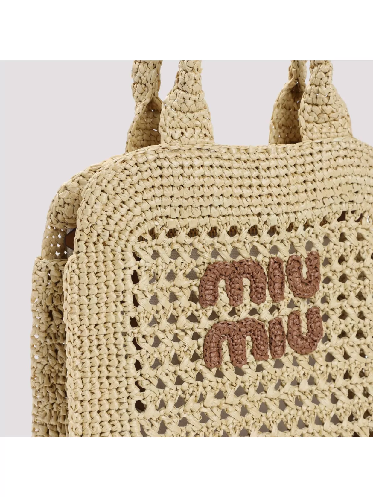 Miu Miu Handbag Raffia Leather Strap In Yellow