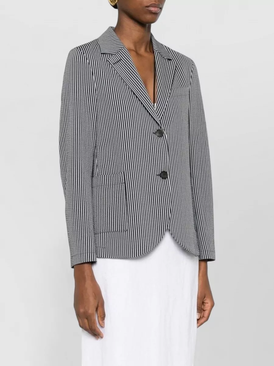 Harris Wharf London Cotton Blend Blazer Jacket Striped Lapels