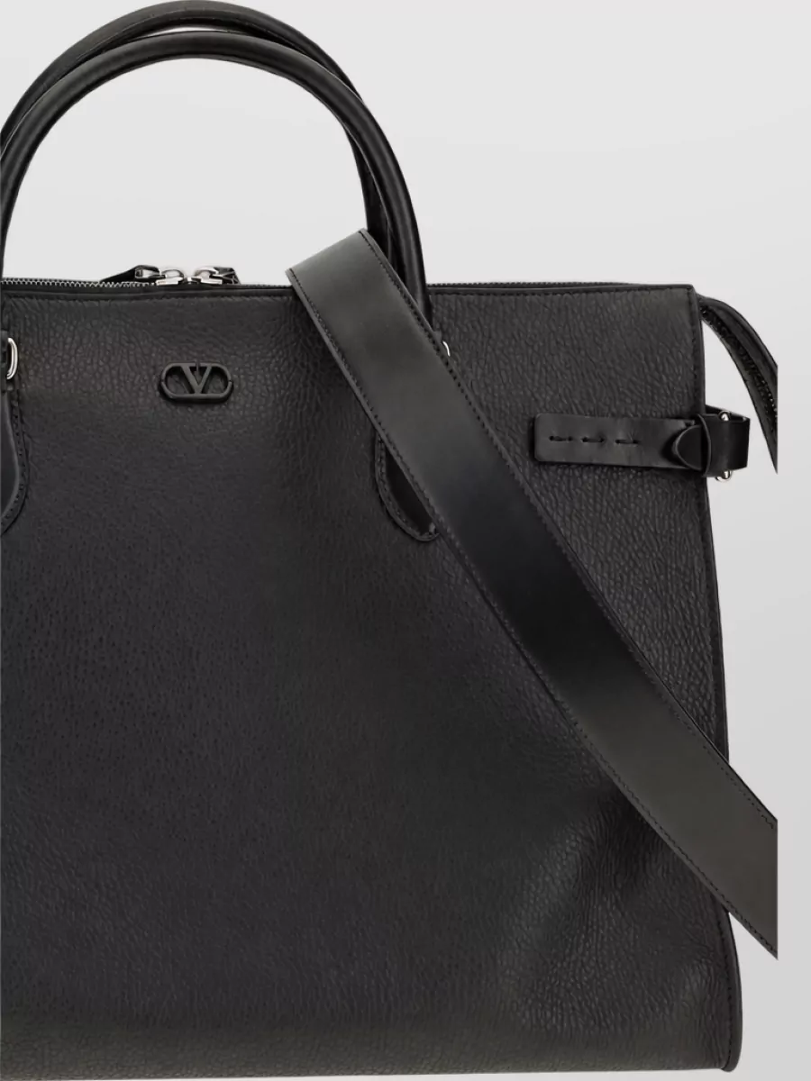 Valentino Garavani Calf Leather Top Handle Briefcase