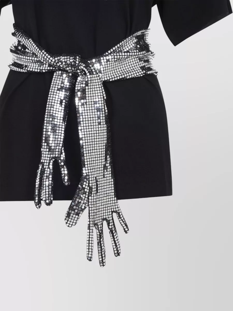 Mm6 Maison Margiela Relaxed Fit Round Neck Sequin Belt Top