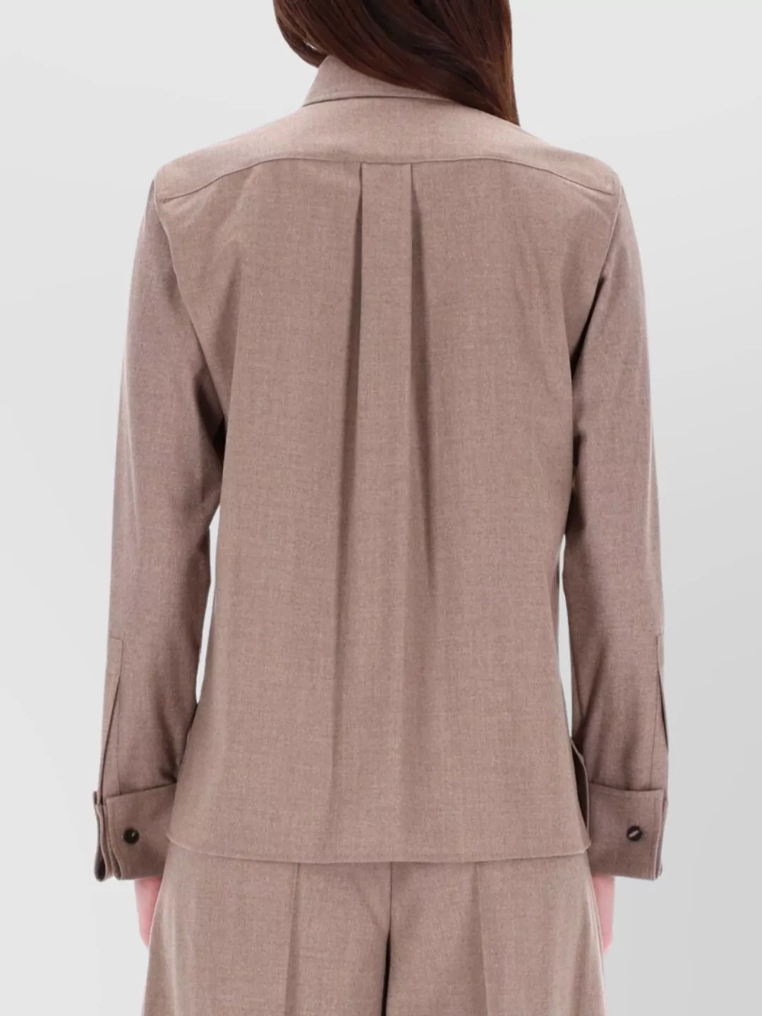 Max Mara Long Sleeve Collared Shirt Thebaid Style In Brown