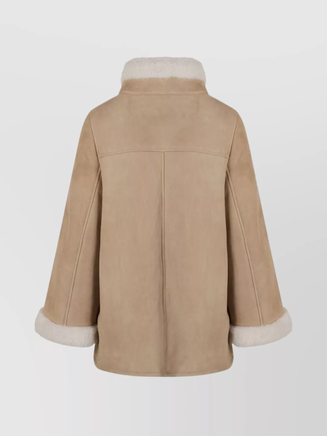 Fay Shearling Lined High Collar Cape In Brown