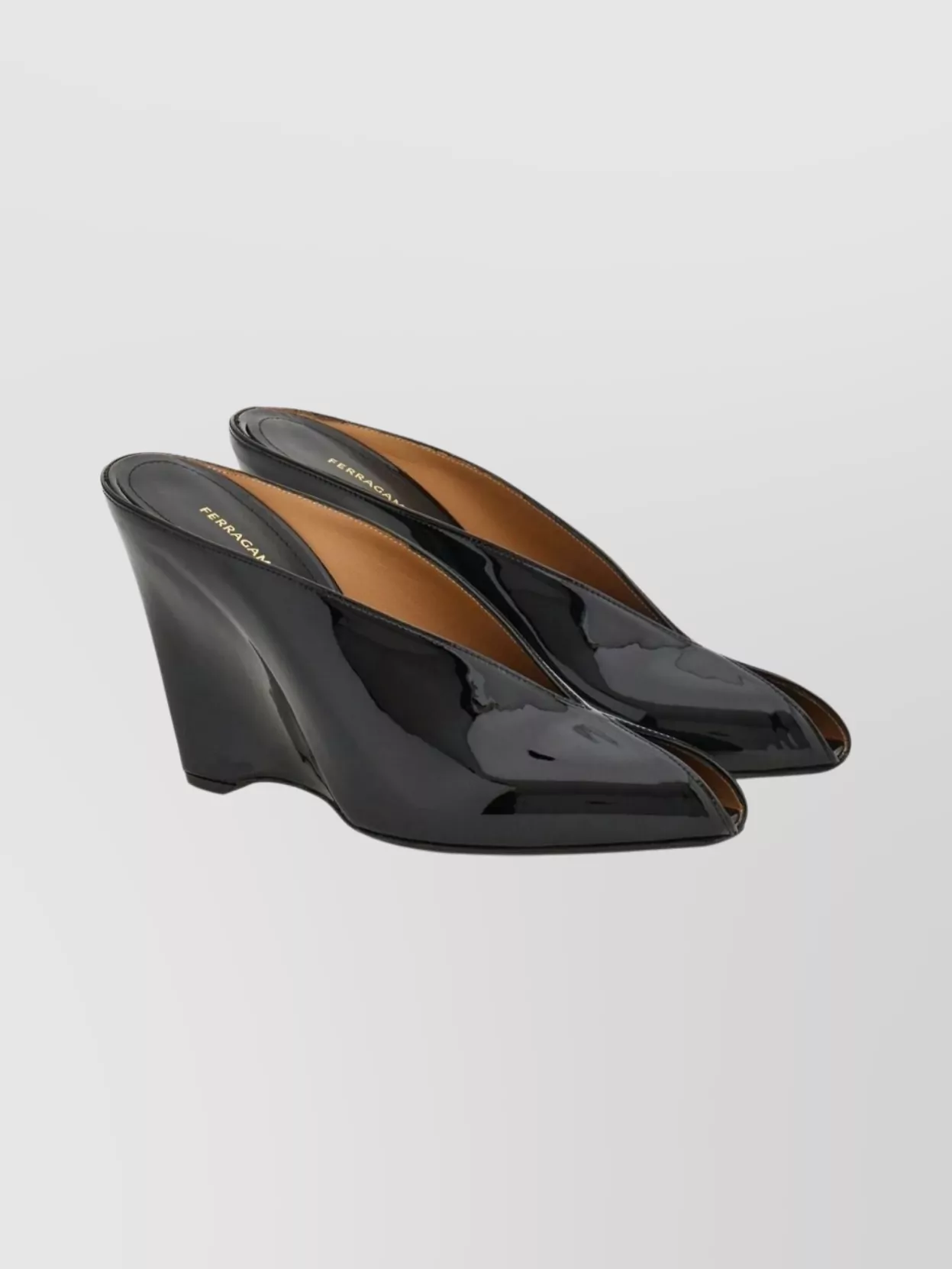 Ferragamo Pointed Toe Wedge Pumps With Gold Detail In Multi
