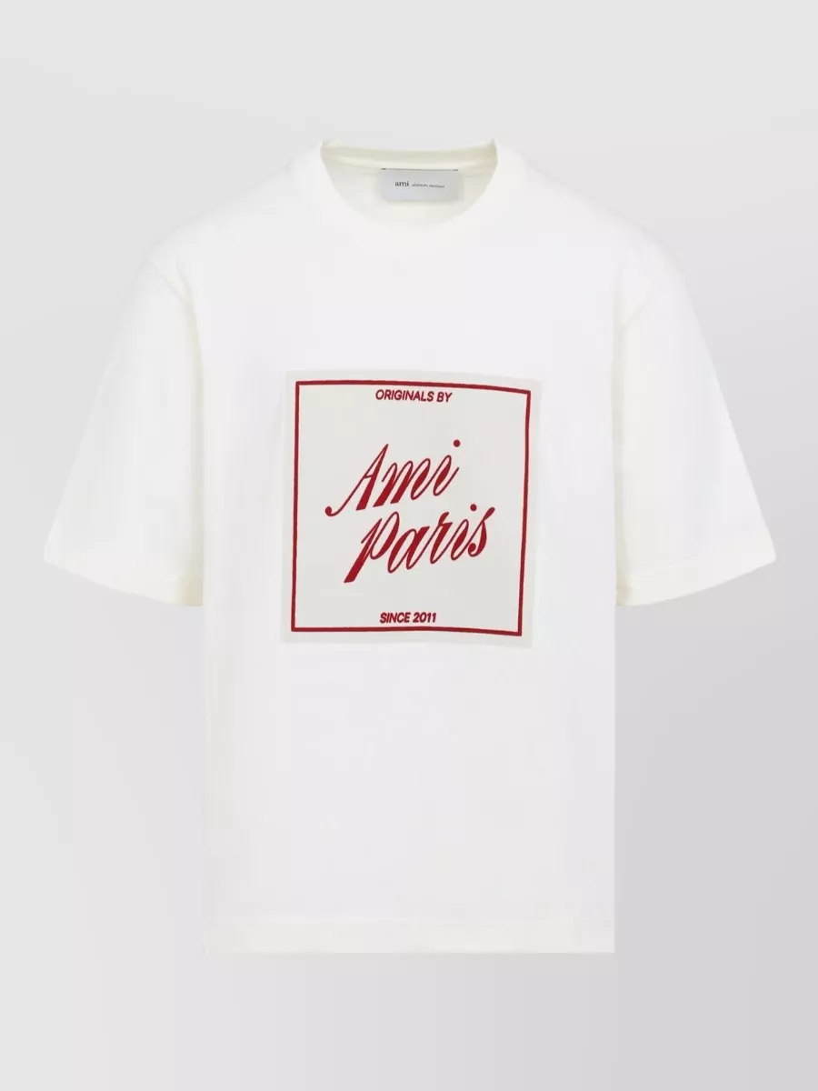 Ami Paris Boxy Fit Crew Neck Graphic T Shirt
