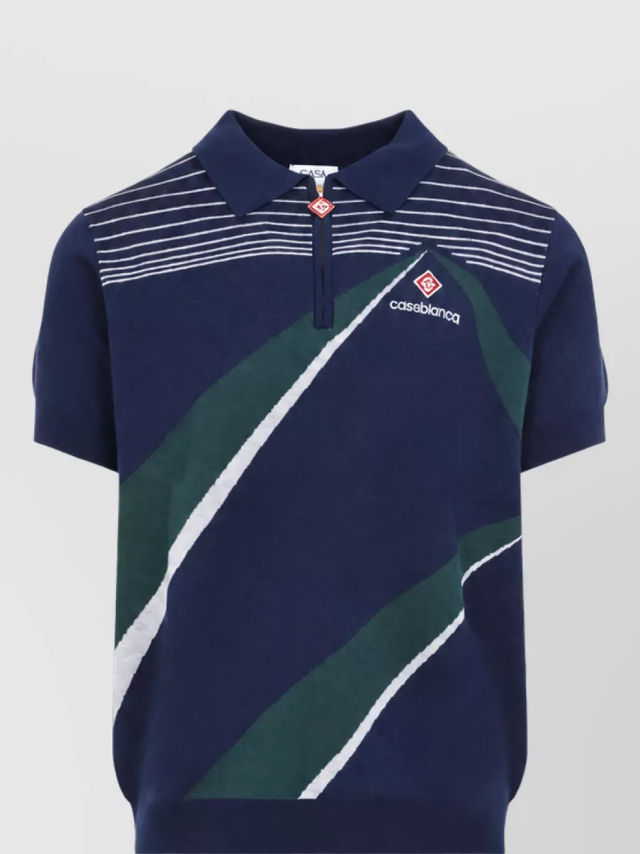 Casablanca wool short-sleeve knitted polo shirt