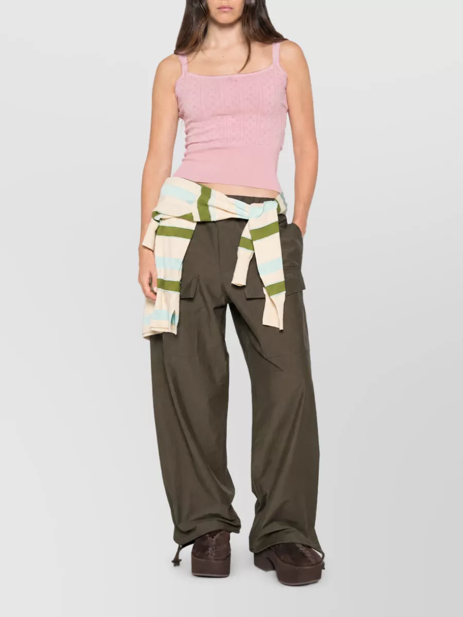 Jw Anderson Cotton Pointelle Knit Square Neck Sleeveless Knitted Top