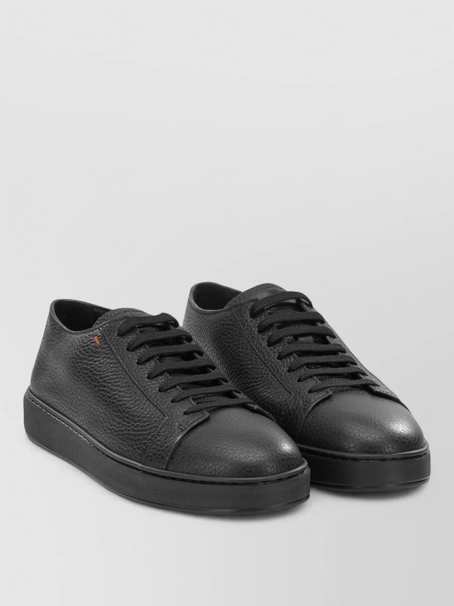 Santoni leather low-top lace-up sneakers