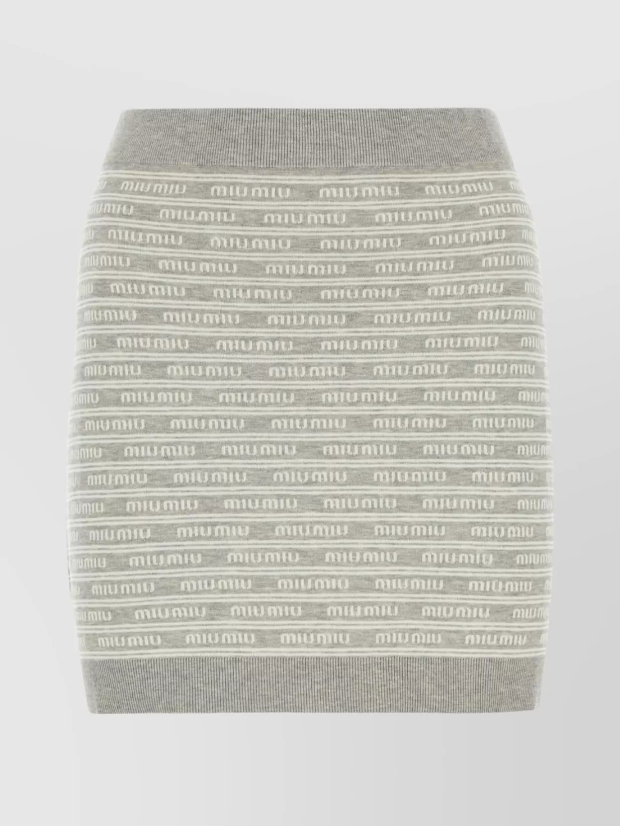 Shop Miu Miu Textured Elastic Waistband Cotton Blend Skirt