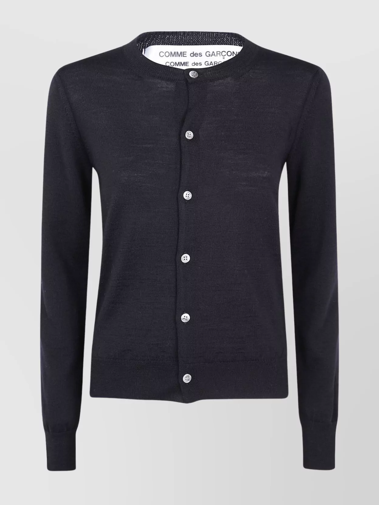 Comme Des Garçons Crew Neck Long Sleeve Knit Cardigan