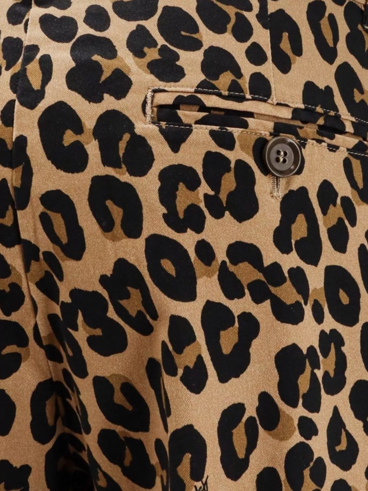 Aspesi Animal Print Cotton Trousers With Button Detail In Brown