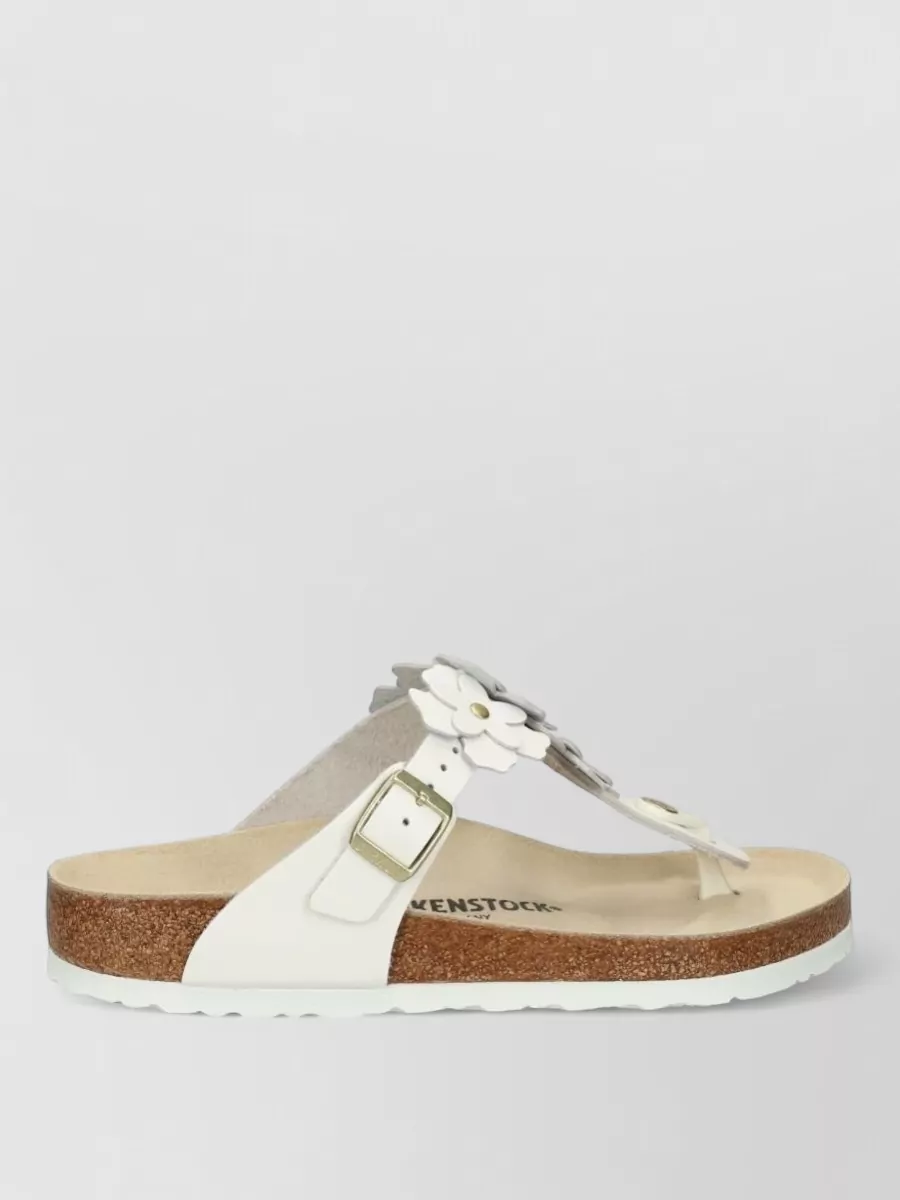 Birkenstock Leather Floral Appliqué Thong Sandals