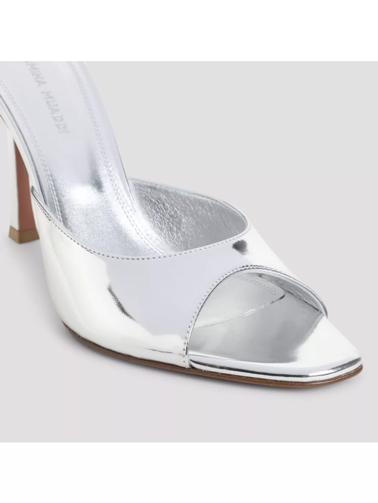 Amina Muaddi Alexa Open Toe Square Sandals In Silver