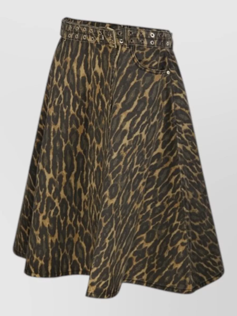 Ganni Denim Printed Wrap Midi A-Line Skirt
