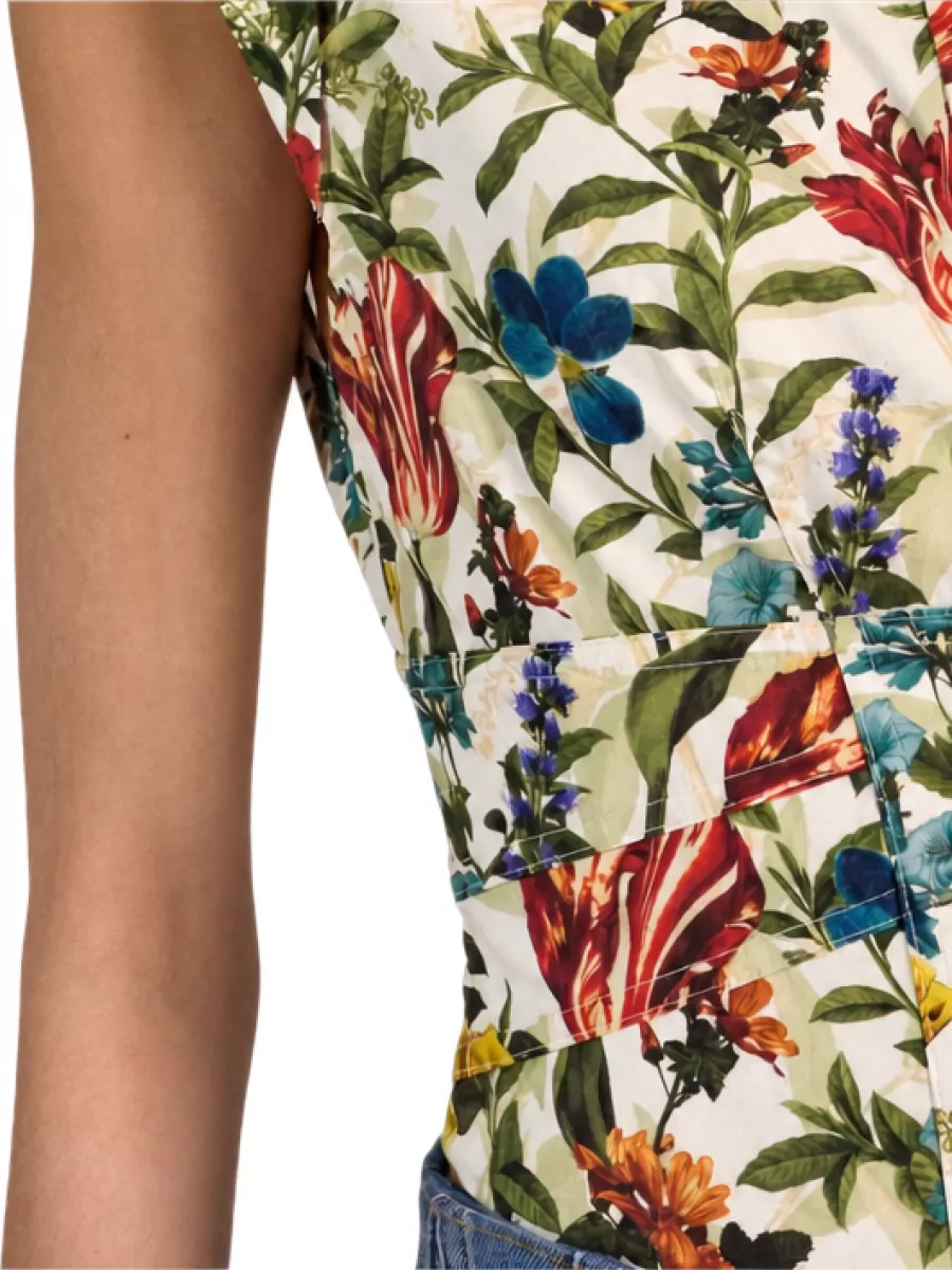Alice + Olivia Printed Panelled Sleeveless Shirt